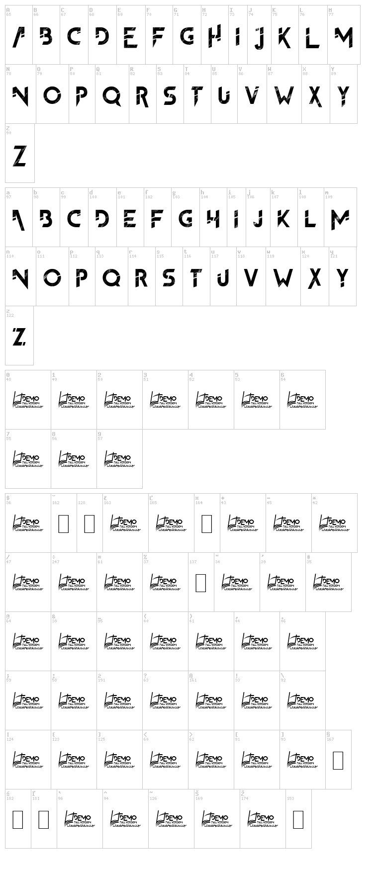 The FrontMan 2 font map